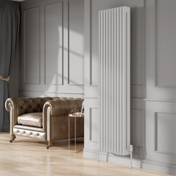 Reina Hedingham White Vertical Traditional 2-Column Radiator