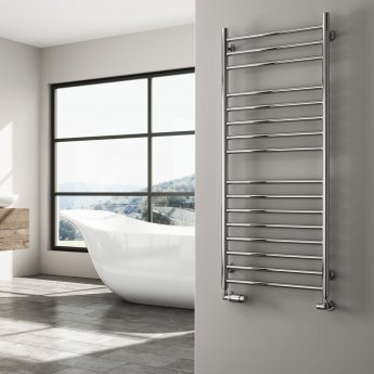 Reina Luna Straight Heated Towel Rail 1200mm H x 350mm W Stainless Steel