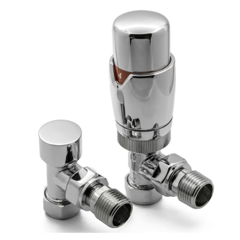 Reina Modal TRV Angled Radiator Valve and LockShield Chrome | Product Image
