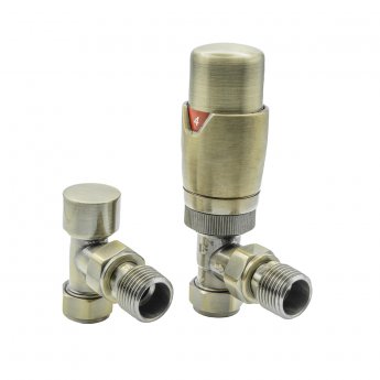 Reina Modal TRV Angled Radiator Valve and LockShield Bronze