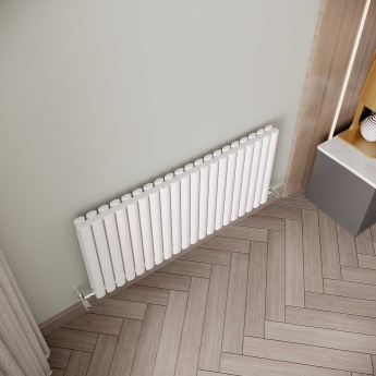 Reina Neva Double Designer Horizontal Radiator 550mm H x 826mm W White