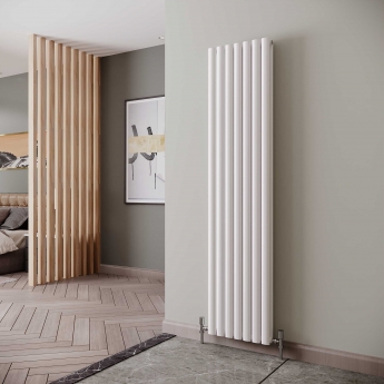 Reina Neva Double Designer Vertical Radiator 1800mm H x 413mm W White
