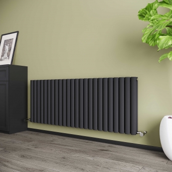 Reina Neva Double Designer Horizontal Radiator 550mm H x 1416mm W Anthracite