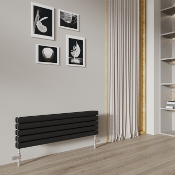 Reina Nevah Double Designer Horizontal Radiator 295mm H x 1000mm W Anthracite
