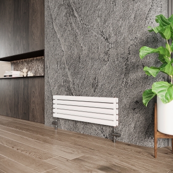 Reina Nevah Double Designer Horizontal Radiator 295mm H x 1000mm W White