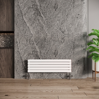 Reina Nevah Double Designer Horizontal Radiator 295mm H x 1000mm W White