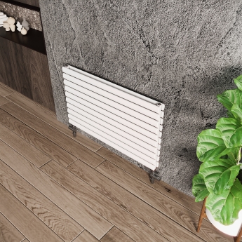 Reina Nevah Double Designer Horizontal Radiator 590mm H x 600mm W White
