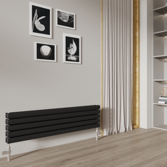 Reina Nevah Double Designer Horizontal Radiator 295mm H x 1200mm W Anthracite