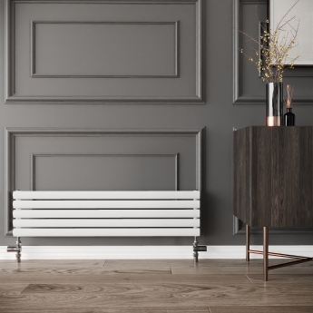 Reina Nevah Single Designer Horizontal Radiator 295mm H x 1200mm W White