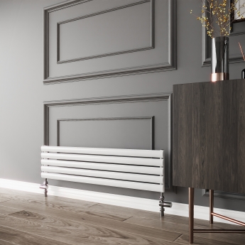 Reina Nevah Single Designer Horizontal Radiator 295mm H x 1200mm W White