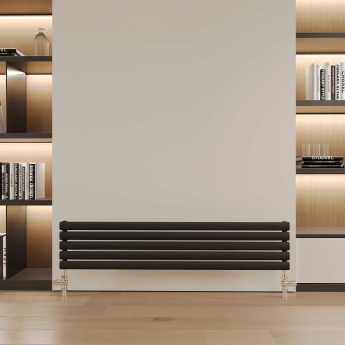 Reina Nevah Single Designer Horizontal Radiator 295mm H x 1400mm W Anthracite