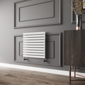 Reina Nevah Single Designer Horizontal Radiator 590mm H x 600mm W White