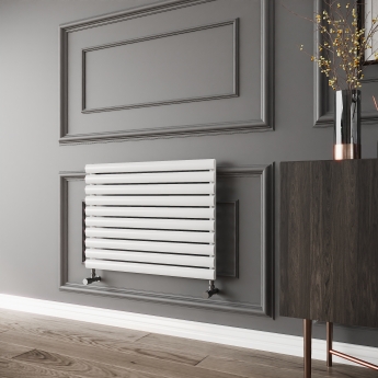 Reina Nevah Single Designer Horizontal Radiator 590mm H x 800mm W White