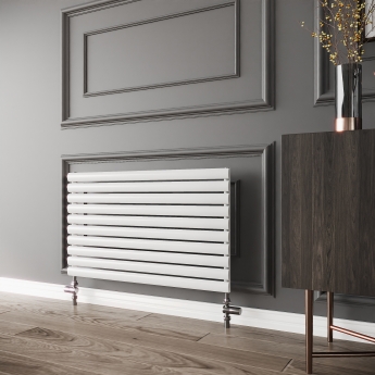 Reina Nevah Single Designer Horizontal Radiator 590mm H x 1000mm W White