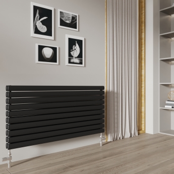 Reina Nevah Double Designer Horizontal Radiator 590mm H x 1200mm W Anthracite