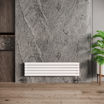 Reina Nevah Double Designer Horizontal Radiator 590mm H x 1200mm W White