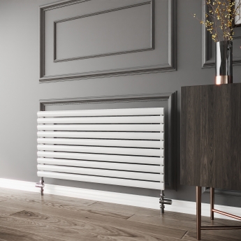 Reina Nevah Single Designer Horizontal Radiator 590mm H x 1200mm W White