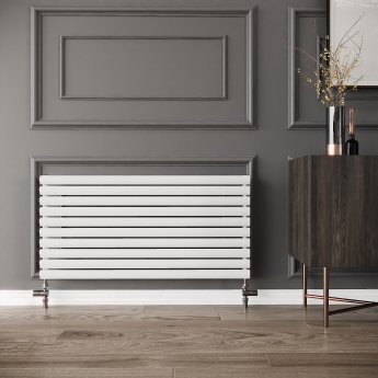 Reina Nevah Single Designer Horizontal Radiator 590mm H x 1200mm W White