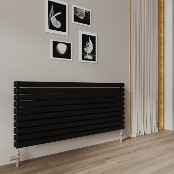 Reina Nevah Double Designer Horizontal Radiator 590mm H x 1400mm W Anthracite
