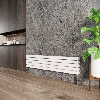 Reina Nevah Double Designer Horizontal Radiator 590mm H x 1400mm W White