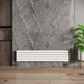 Reina Nevah Double Designer Horizontal Radiator 590mm H x 1400mm W White