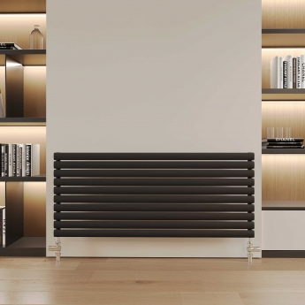 Reina Nevah Single Designer Horizontal Radiator 590mm H x 1400mm W Anthracite