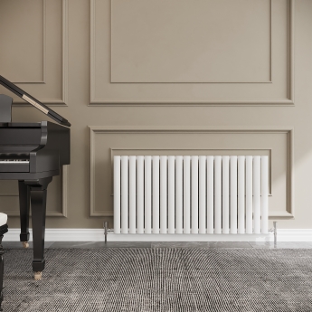 Reina Neval Single Horizontal Aluminium Radiator 600mm H x 1171mm W White | Product Image