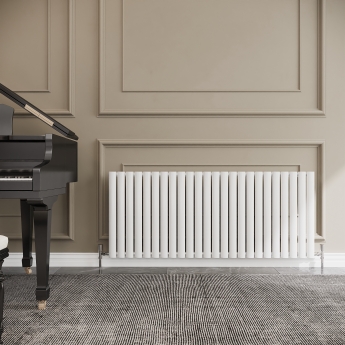 Reina Neval Single Horizontal Aluminium Radiator 600mm H x 1407mm W White