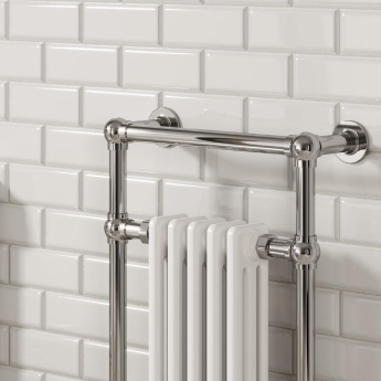 Reina Oxford Traditional Radiator Heated Towel Rail 960mm H x 536mm W White/Chrome | Product Image