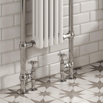 Reina Oxford Traditional Radiator Heated Towel Rail 960mm H x 536mm W White/Chrome | Product Image
