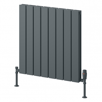 Reina Piatto Double Horizontal Aluminium Radiator 600mm H x 595mm W - Anthracite | Product Image