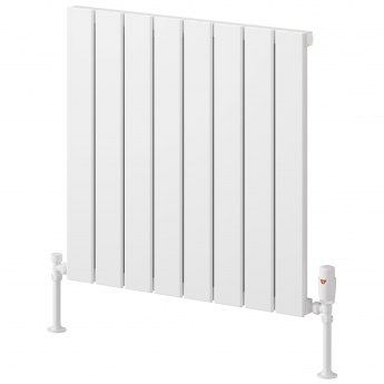 Reina Piatto Single Horizontal Aluminium Radiator 600mm H x 595mm W - White | Product Image