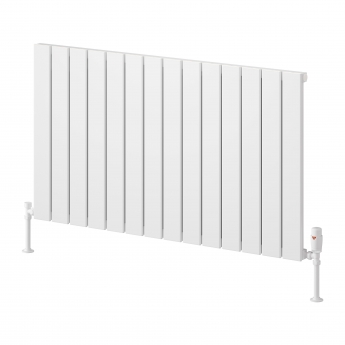 Reina Piatto Single Horizontal Aluminium Radiator 600mm H x 1045mm W - White | Product Image