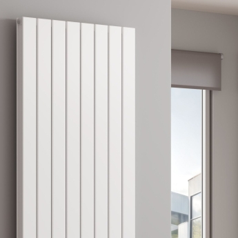 Reina Piatto Double Vertical Aluminium Radiator 1800mm H x 445mm W - White | Product Image
