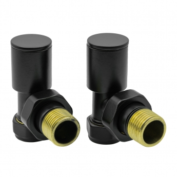 Reina Portland Angled Radiator Valves Pair 15mm - Black