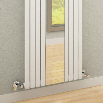 Reina Reflect Mirrored Designer Vertical Radiator 1800mm H x 445mm W White/Mirror