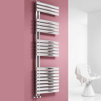 Reina Scalo Designer Heated Towel Rail 1535mm H x 500mm W Polished Stainless Steel