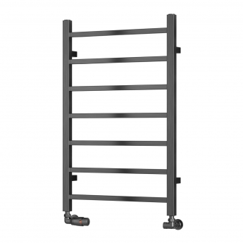 Reina Serena Square Tube Heated Towel Rail 800mm H x 500mm W Brushed Gun Metal | Product Image
