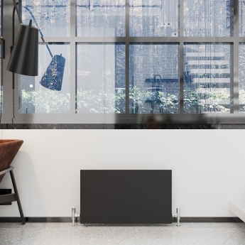Reina Slimline Horizontal Designer Radiator 600mm H x 800mm W Textured Matt Anthracite