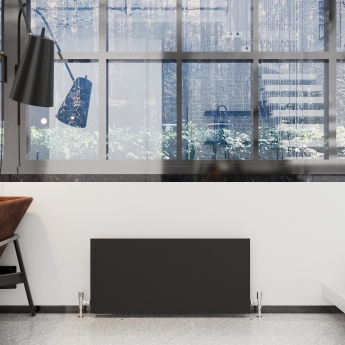 Reina Slimline Horizontal Designer Radiator 600mm H x 1000mm W Textured Matt Anthracite