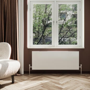 Reina Slimline Horizontal Designer Radiator 600mm H x 1200mm W Textured Matt White