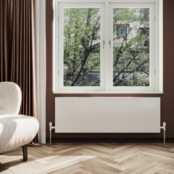 Reina Slimline Horizontal Designer Radiator 600mm H x 1400mm W Textured Matt White