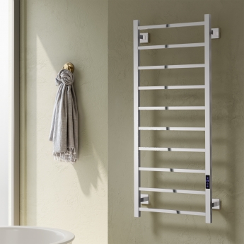 Reina Velino Dry Electric Stainless Steel Square Bar Heated Towel Rail