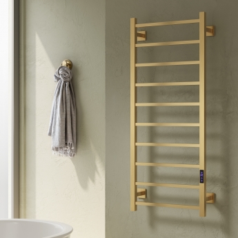 Reina Velino Dry Electric Stainless Steel Square Bar Heated Towel Rail