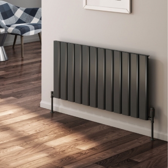 Reina Vicari Single Horizontal Aluminium Radiator 600mm H x 1400mm W Anthracite