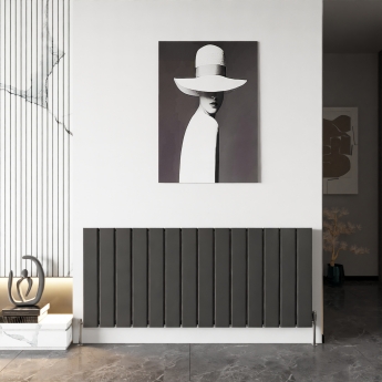 Reina Vicari Single Horizontal Aluminium Radiator 600mm H x 1400mm W Anthracite
