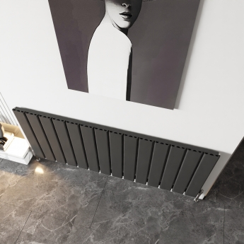 Reina Vicari Single Horizontal Aluminium Radiator 600mm H x 1400mm W Anthracite