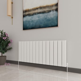 Reina Vicari Single Horizontal Aluminium Radiator 600mm H x 1400mm W White