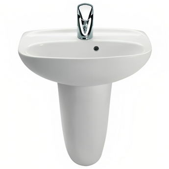 Roca Laura Basin with Semi Pedestal 450mm Wide 1 Tap Hole
