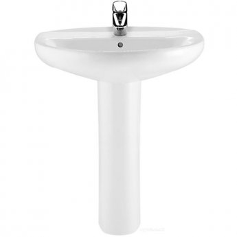 Roca Laura Basin with Full Pedestal 560mm Wide 1 Tap Hole